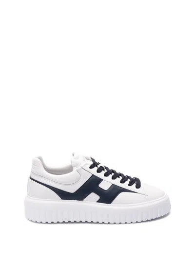 Hogan H-stripes Low-top Sneakers With Smooth Leather Upper In White