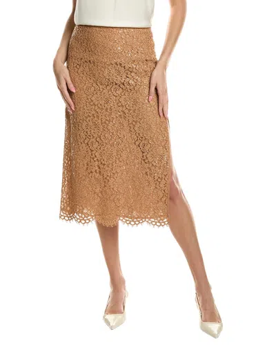 Michael Kors Collection Silk-blend Lace Skirt In Brown