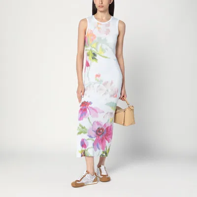Loewe Ribbed Floral-print Silk And Cotton-blend Jersey Midi Dress