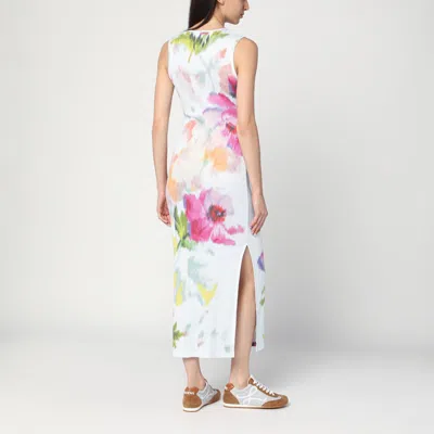 Loewe Ribbed Floral-print Silk And Cotton-blend Jersey Midi Dress