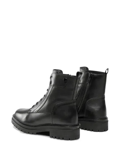 Geox Iridea Combat Boots In Black