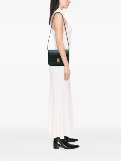 Pre-owned Celine 2018 Medium Calfskin Classic Box Crossbody Bag In Green