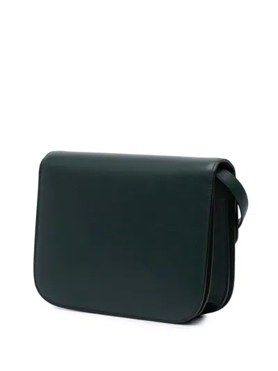 Pre-owned Celine 2018 Medium Calfskin Classic Box Crossbody Bag In Green