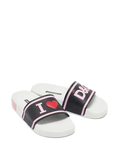 Pre-owned Dolce & Gabbana 2024 Logo Heart Slides