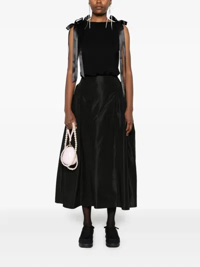 Simone Rocha Bow Ribbon Tank Top In Black