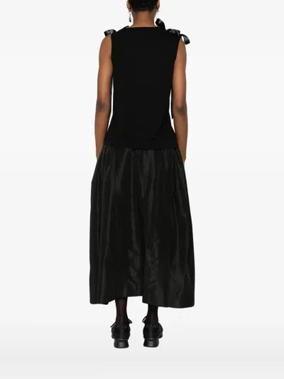 Simone Rocha Bow Ribbon Tank Top In Black