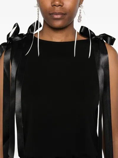 Simone Rocha Bow Ribbon Tank Top In Black