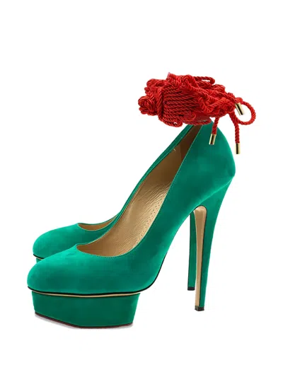 Pre-owned Charlotte Olympia  155mm Dolly Rope-detail Pumps In Green