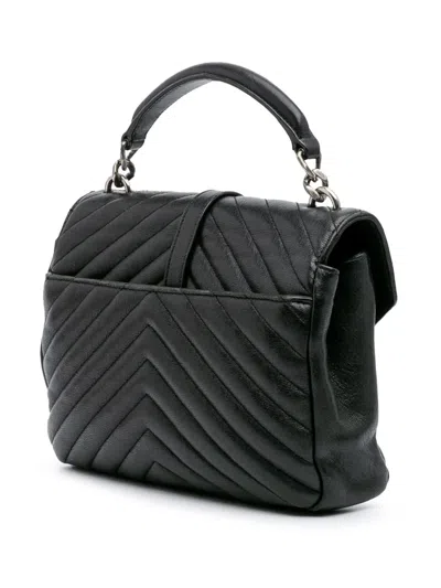 Pre-owned Saint Laurent 2016 Medium Monogram Chevron Sheepskin College Bag Satchel