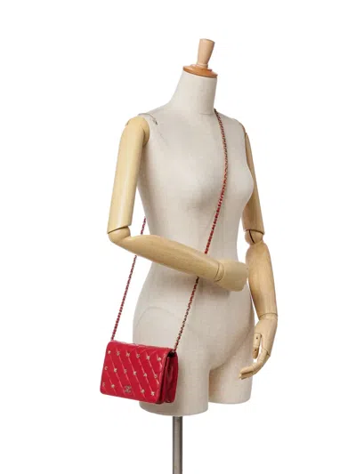 Pre-owned Chanel 2020 Quilted Lambskin All About  Wallet On Chain Crossbody Bag In Red