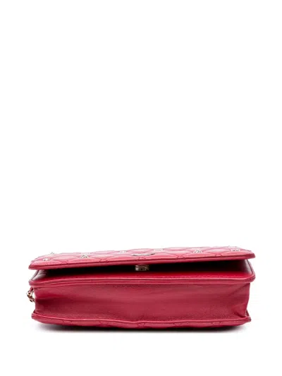 Pre-owned Chanel 2020 Quilted Lambskin All About  Wallet On Chain Crossbody Bag In Red