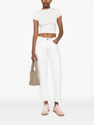 Frame Contrast-stitching Jeans In White