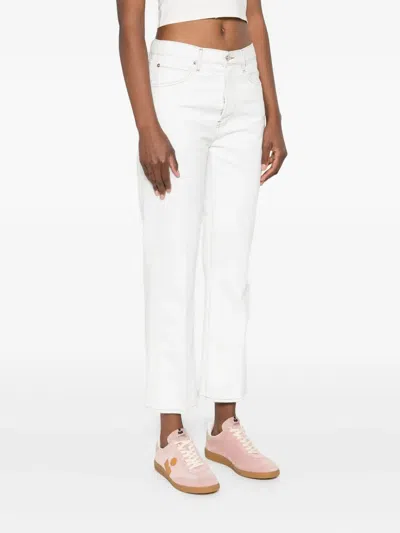 Frame Contrast-stitching Jeans In White