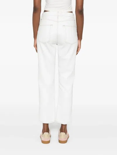 Frame Contrast-stitching Jeans In White
