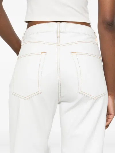 Frame Contrast-stitching Jeans In White