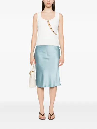 Herno Satin Bias-cut Skirt In Blue
