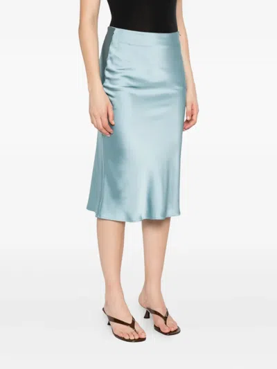 Herno Satin Bias-cut Skirt In Blue