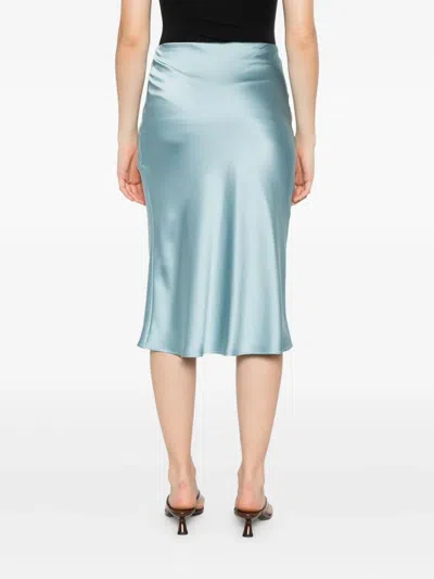 Herno Satin Bias-cut Skirt In Blue