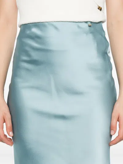 Herno Satin Bias-cut Skirt In Blue