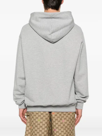 Gucci Logo-print Cotton Hoodie In Gray