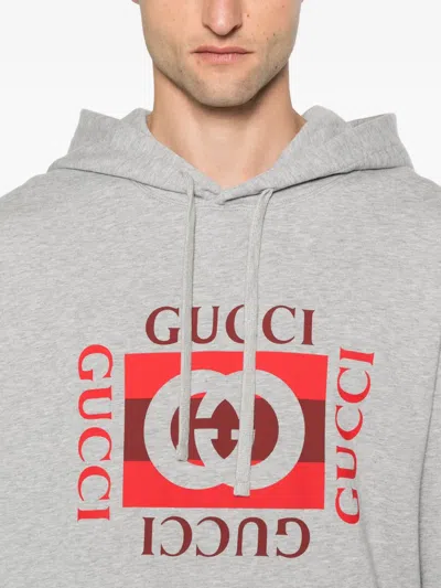 Gucci Logo-print Cotton Hoodie In Gray