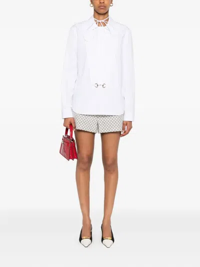 Gucci Women Cotton Popeline Shirt With Iconic Metal Horsebit In White