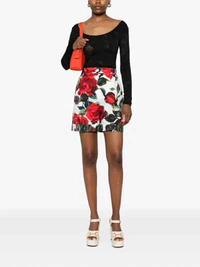 Dolce & Gabbana Rose-print Shorts In Multi