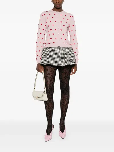 Valentino Heart-pattern Button Cardigan In Pink
