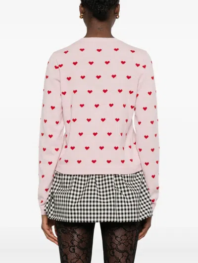 Valentino Heart-pattern Button Cardigan In Pink
