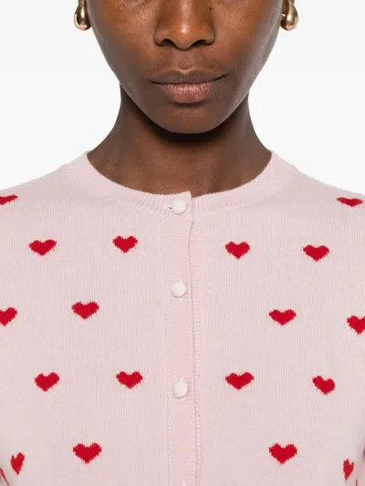 Valentino Heart-pattern Button Cardigan In Pink