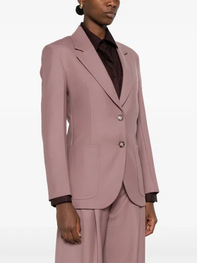 Victoria Beckham Womens Mauve Single-breasted Notch-lapel Wool-blend Blazer In Pink