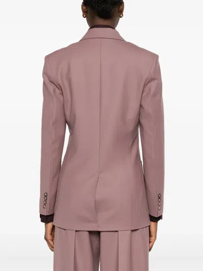 Victoria Beckham Womens Mauve Single-breasted Notch-lapel Wool-blend Blazer In Pink