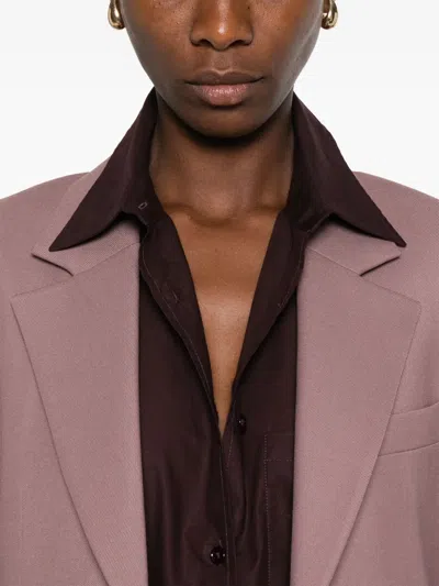 Victoria Beckham Womens Mauve Single-breasted Notch-lapel Wool-blend Blazer In Pink