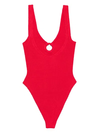 Hunza G Celine Crinkle Swimsuit In Red