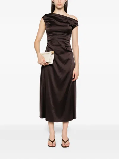 Staud Long Phare Dress In Brown