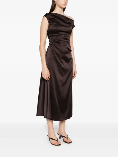 Staud Long Phare Dress In Brown