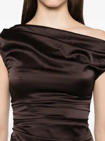 Staud Long Phare Dress In Brown
