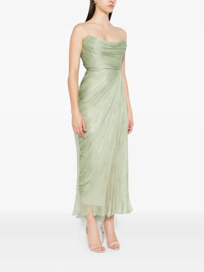 Maria Lucia Hohan Siona Pleated Dress In Green