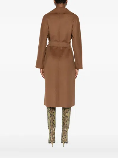 Max Mara Belted Wrap Coat In Brown