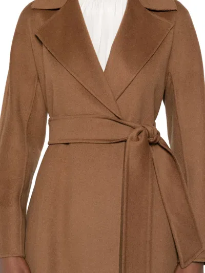 Max Mara Belted Wrap Coat In Brown