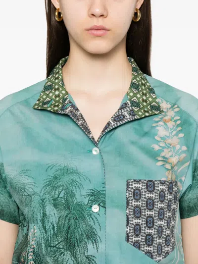 Pierre-louis Mascia Landscape-print Pocket Shirt In Green