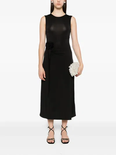 Baum Und Pferdgarten Rose-detail Sleeveless Dress In Black