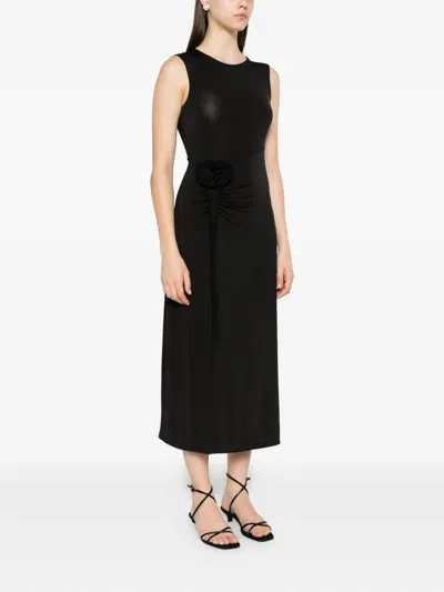Baum Und Pferdgarten Rose-detail Sleeveless Dress In Black