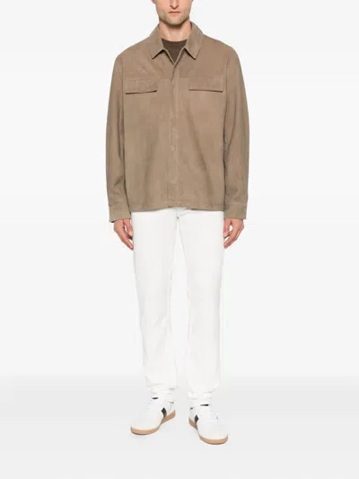 Calvin Klein Suede Shirt Jacket Clothing In Brown