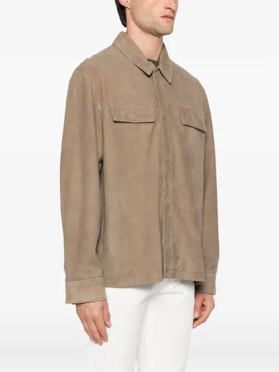 Calvin Klein Suede Shirt Jacket Clothing In Brown