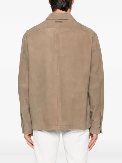 Calvin Klein Suede Shirt Jacket Clothing In Brown
