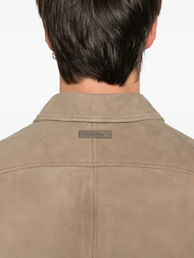 Calvin Klein Suede Shirt Jacket Clothing In Brown