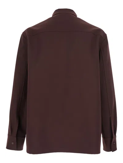 Jil Sander Bordeaux Shirt With Classic Collar And Front Zip Closure In Tech Fabric Man In Burgundy