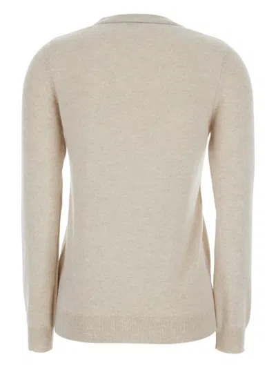 Brunello Cucinelli Beige Sweater With Round Neck In Cashmere Woman In Neutral