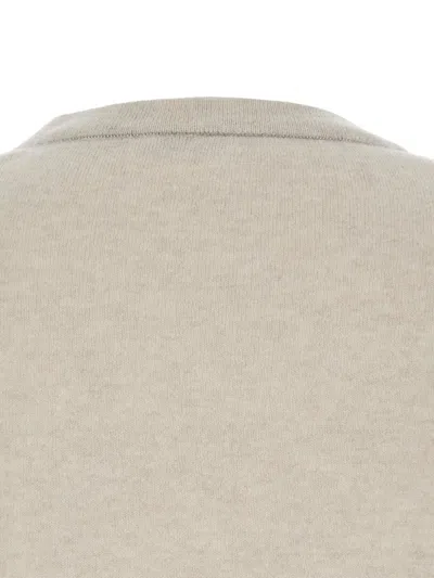 Brunello Cucinelli Beige Sweater With Round Neck In Cashmere Woman In Neutral